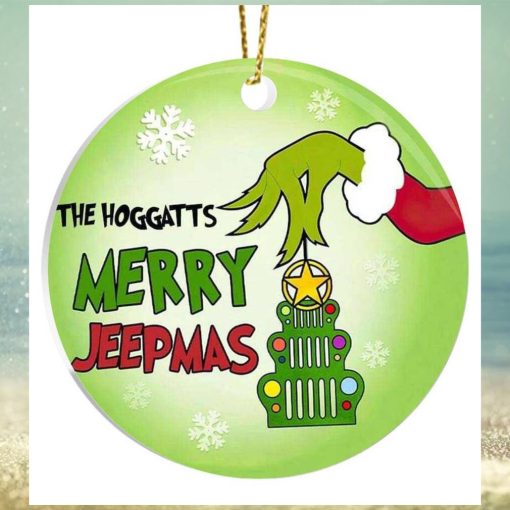 Merry Jeepmas With Grinch Hand Holding Ornament Family Christmas Tree