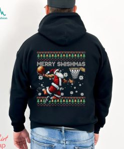 Merry Swishmas Ugly Christmas Basketball Christmas Santa Playing Basketball Shirt