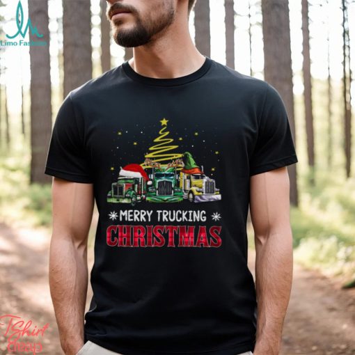 Merry Trucking Christmas Three Truck Wearing Hat Classic T Shirt