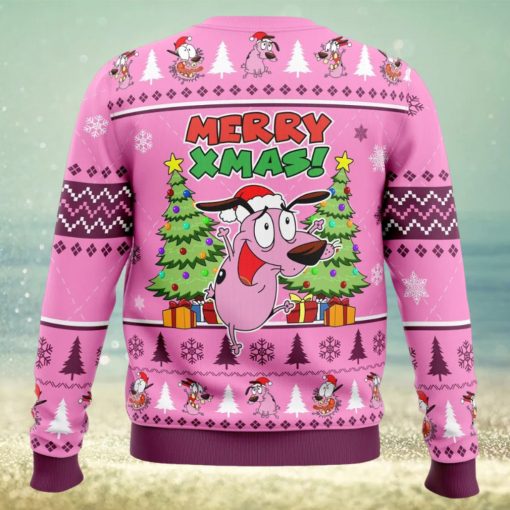 Merry Xmas Courage The Cowardly Dog Ugly Christmas Sweater 1