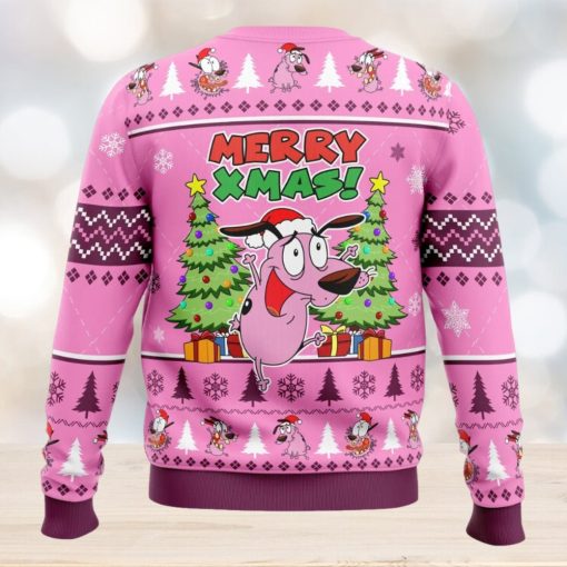 Merry Xmas Courage The Cowardly Dog Ugly Christmas Sweater 1