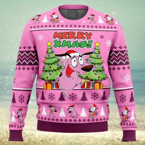 Merry Xmas Courage The Cowardly Dog Ugly Christmas Sweater