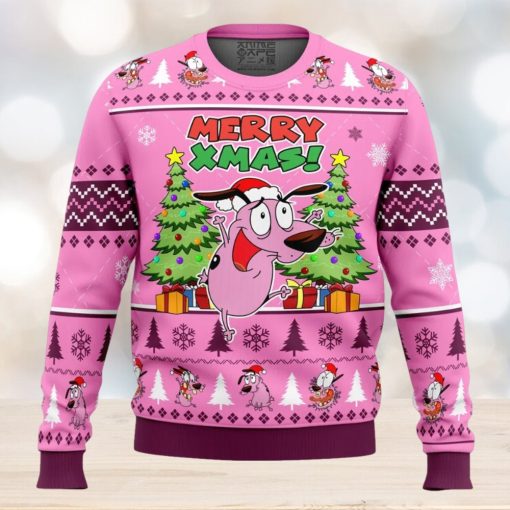 Merry Xmas Courage The Cowardly Dog Ugly Christmas Sweater