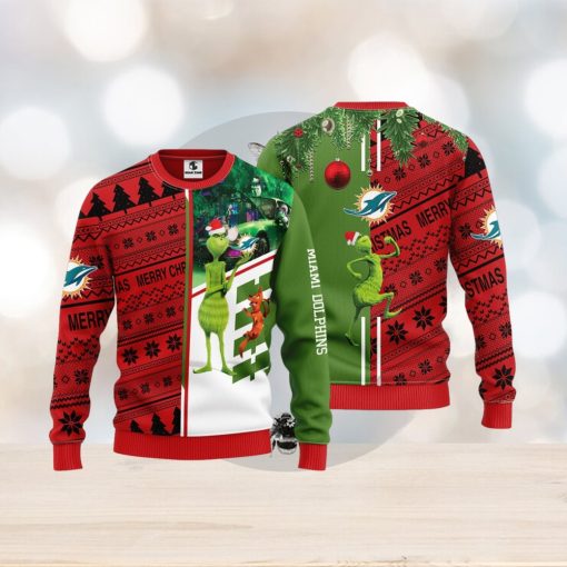 Miami Dolphins Grinch & Scooby Doo Christmas Ugly Sweater 1