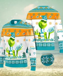 Miami Dolphins Grinch Ugly Christmas Sweater Xmas 3D Printed Christmas Sweater Gift