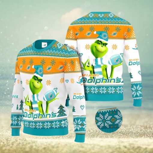 Miami Dolphins Grinch Ugly Christmas Sweater Xmas 3D Printed Christmas Sweater Gift