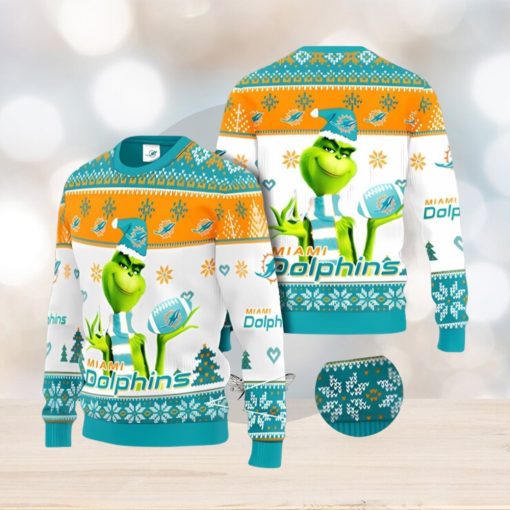 Miami Dolphins Grinch Ugly Christmas Sweater Xmas 3D Printed Christmas Sweater Gift