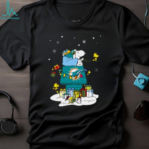 Miami Dolphins Santa Snoopy Wish You A Merry Christmas Shirt