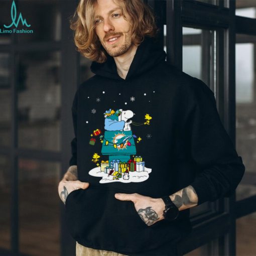 Miami Dolphins Santa Snoopy Wish You A Merry Christmas Shirt