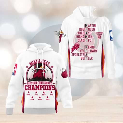 Miami Heat NBA Eastern Conference Champions White Hoodie Sweatshirt 3D