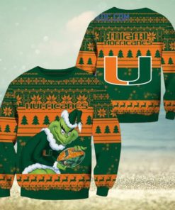 Miami Hurricanes Grinch NCAA Christmas Ugly Sweater