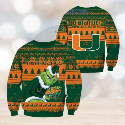 Miami Hurricanes Grinch NCAA Christmas Ugly Sweater