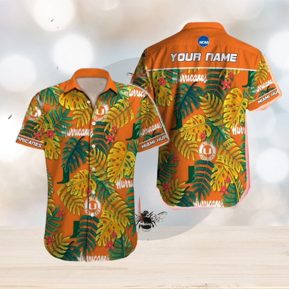 Miami Hurricanes NCAA Palm Custom Name Hawaiian Shirt Beach For Men Women Gift For Fans Miami Hurricanes NCAA Palm Custom Name Hawaiian Shirt Beach For Men Women Gift For Fans