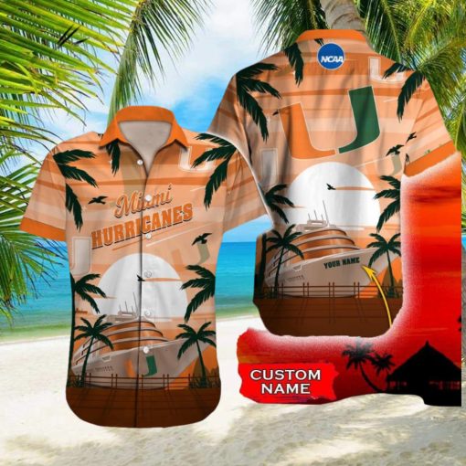 Miami Hurricanes NCAA Print Custom Name Men And Women Sports Teams Hawaiian Shirt Gift