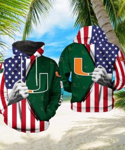 Miami Hurricanes NCAA US Flag 3D Printed Hoodie Ver