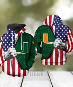 Miami Hurricanes NCAA US Flag 3D Printed Hoodie Ver