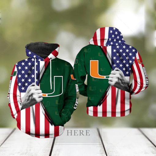Miami Hurricanes NCAA US Flag 3D Printed Hoodie Ver