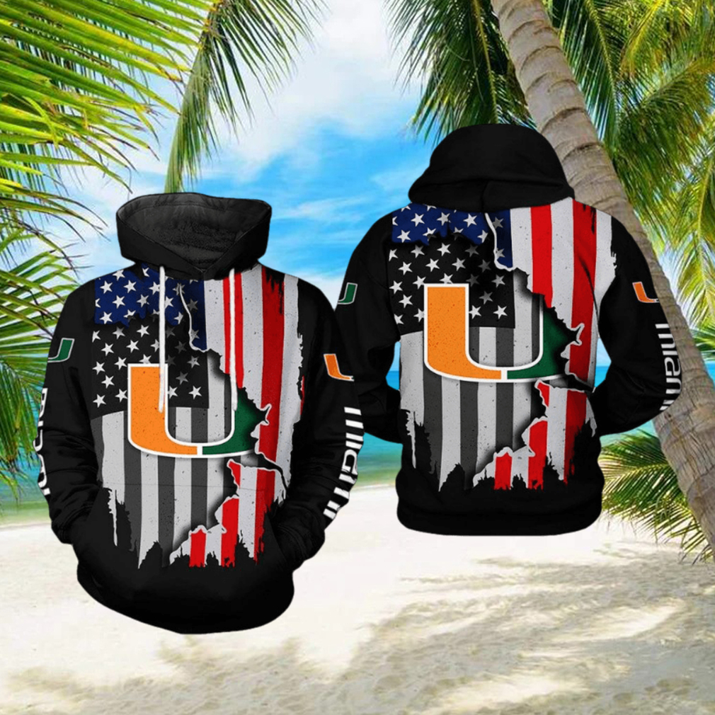 Miami Hurricanes NCAA US Flag 3D Printed Hoodie Miami Hurricanes NCAA US Flag 3D Printed Hoodie