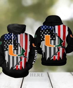 Miami Hurricanes NCAA US Flag 3D Printed Hoodie