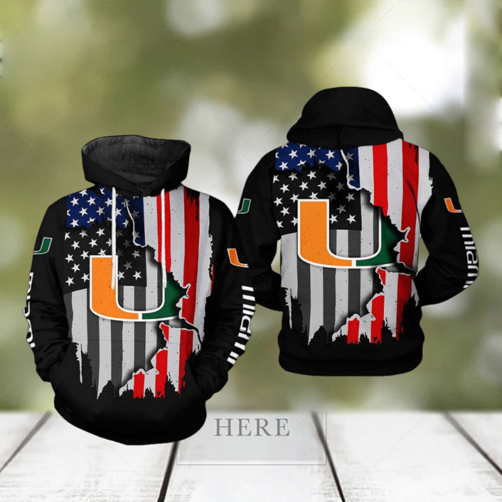 Miami Hurricanes NCAA US Flag 3D Printed Hoodie Miami Hurricanes NCAA US Flag 3D Printed Hoodie