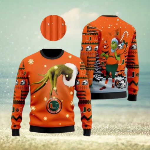 Miami Hurricanes Team Grinch Ugly Christmas Sweater Cute Christmas Gift