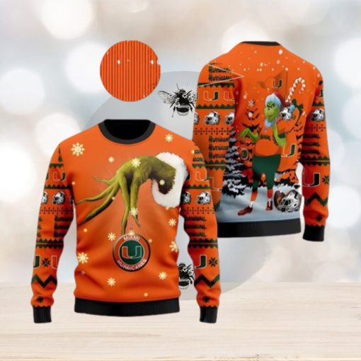 Miami Hurricanes Team Grinch Ugly Christmas Sweater Cute Christmas Gift