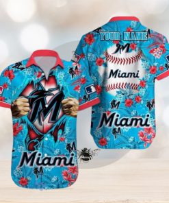 Miami Marlins MLB All Over printed 3D Hawaiian Shirt Custom Name