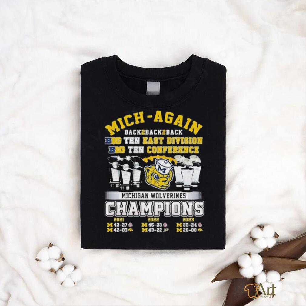 Mich Again Back To Back To Back Big Ten East Division Michigan Wolverines shirt Mich Again Back To Back To Back Big Ten East Division Michigan Wolverines shirt