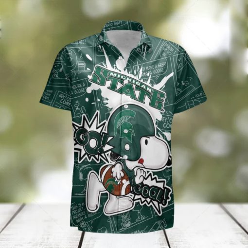 Michigan State Spartans Snoopy Peanut Team Playing Football Hawaiian Shirt For Men And Women