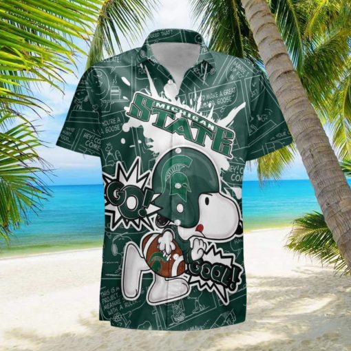 Michigan State Spartans Snoopy Peanut Team Playing Football Hawaiian Shirt For Men And Women