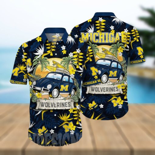 Michigan Wolverines NCAA Floral 3D Full Print Hawaiian Shirt