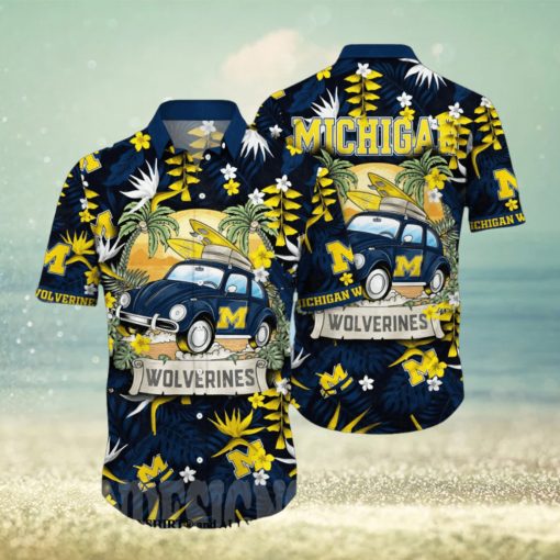 Michigan Wolverines NCAA Floral 3D Full Print Hawaiian Shirt