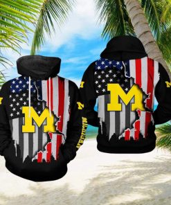 Michigan Wolverines NCAA US Flag 3D Printed Hoodie Ver 1