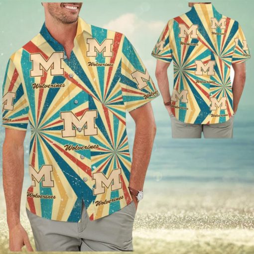 Michigan Wolverines Retro Vintage Style Hawaiian Shirt BeacSummer