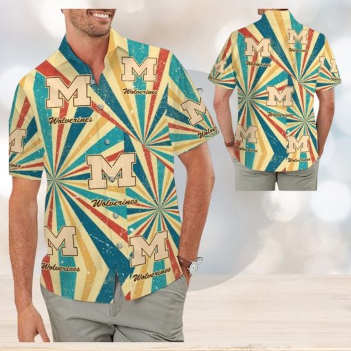 Michigan Wolverines Retro Vintage Style Hawaiian Shirt BeacSummer