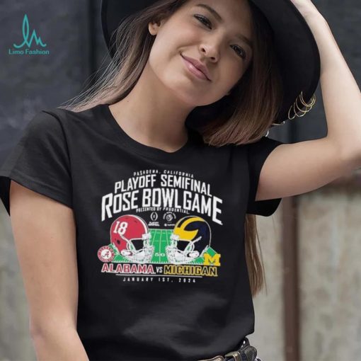 Michigan Wolverines Vs. Alabama Crimson Tide 2024 Rose Bowl Helmet Shirt