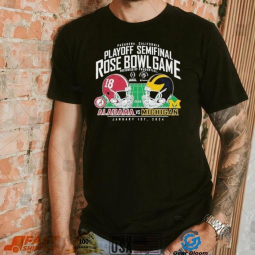 Michigan Wolverines Vs. Alabama Crimson Tide 2024 Rose Bowl Helmet Shirt