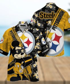 Mickey And Floral Pittsburgh Steelers NFL Summer Hawaiian Shirt