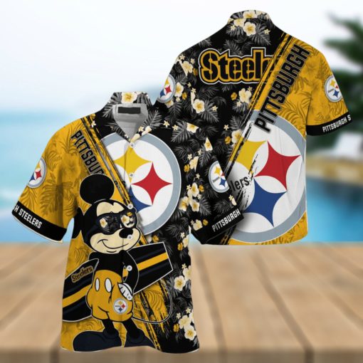 Mickey And Floral Pittsburgh Steelers NFL Summer Hawaiian Shirt