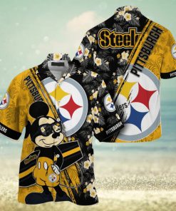 Mickey And Floral Pittsburgh Steelers NFL Summer Hawaiian Shirt