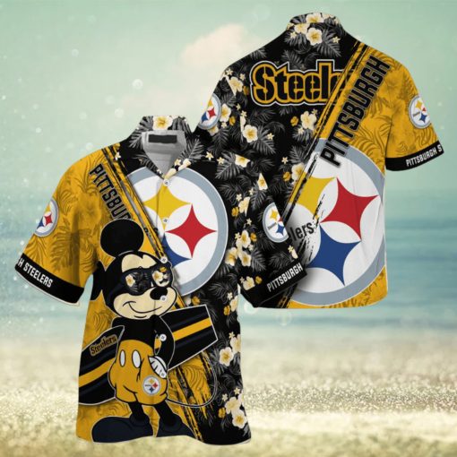 Mickey And Floral Pittsburgh Steelers NFL Summer Hawaiian Shirt