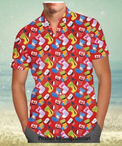 Mickey And Friends Christmas Stockings Pattern Disney Cartoon Graphics Full Printing Hawaiian Shirt