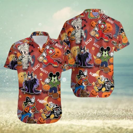 Mickey And Friends Halloween Villain Costume Disney Full Printing Hawaiian Shirt