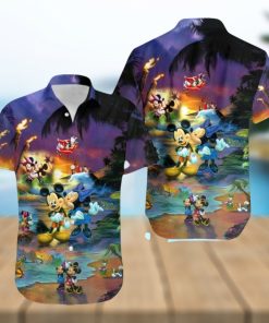 Mickey And Minnie Mouse Sunset Beach Disney Full Printing Hawaiian Shirt