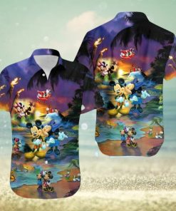 Mickey And Minnie Mouse Sunset Beach Disney Full Printing Hawaiian Shirt