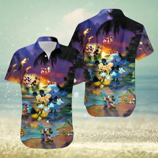 Mickey And Minnie Mouse Sunset Beach Disney Full Printing Hawaiian Shirt