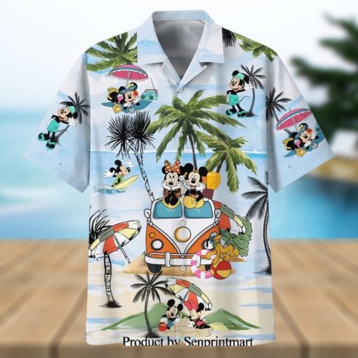 Mickey And Minnie Summer Car Trip Full Printing Hawaiian Shirt