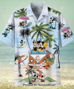 Mickey And Minnie Summer Car Trip Full Printing Hawaiian Shirt