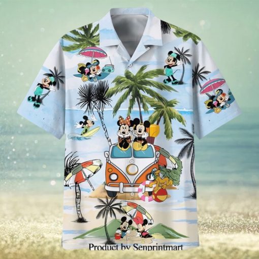 Mickey And Minnie Summer Car Trip Full Printing Hawaiian Shirt