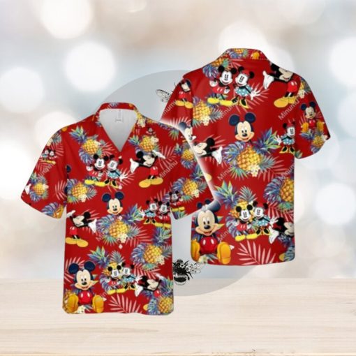 Mickey Minnie Mouse Pineapple Red Hawaiian T Shirt
